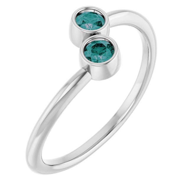 Round Lab-Grown Alexandrite Two Stone Ring in Gold