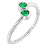 Round Emerald Two Stone Ring in Gold