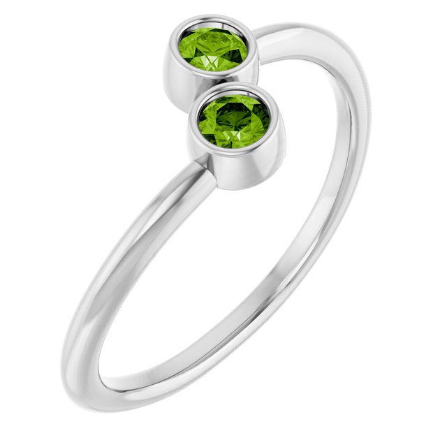 Round Peridot Two Stone Ring in Gold