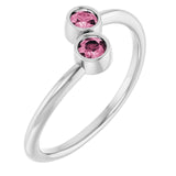 Round Pink Tourmaline Two Stone Ring in White Gold
