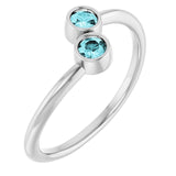 Round Blue Zircon Two Stone Ring in Gold