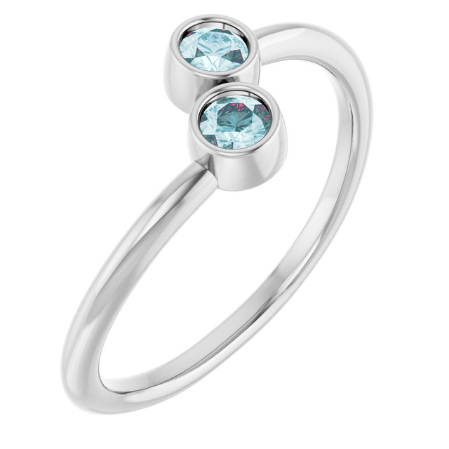 Round Sky Blue Topaz Two Stone Ring in Gold