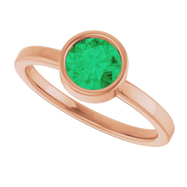 Round Emerald Solitaire Ring in Gold and Platinum