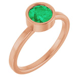 Round Emerald Solitaire Ring in Gold and Platinum