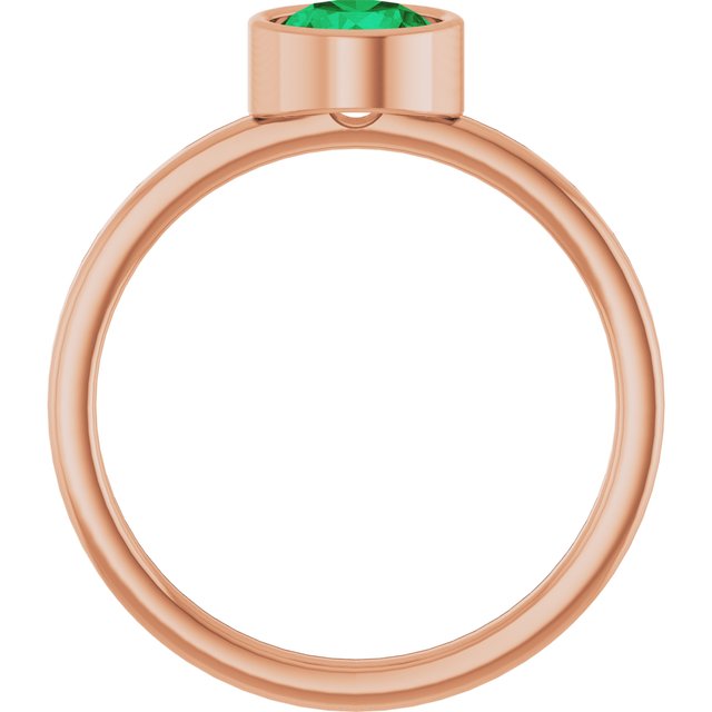 Round Emerald Solitaire Ring in Gold and Platinum