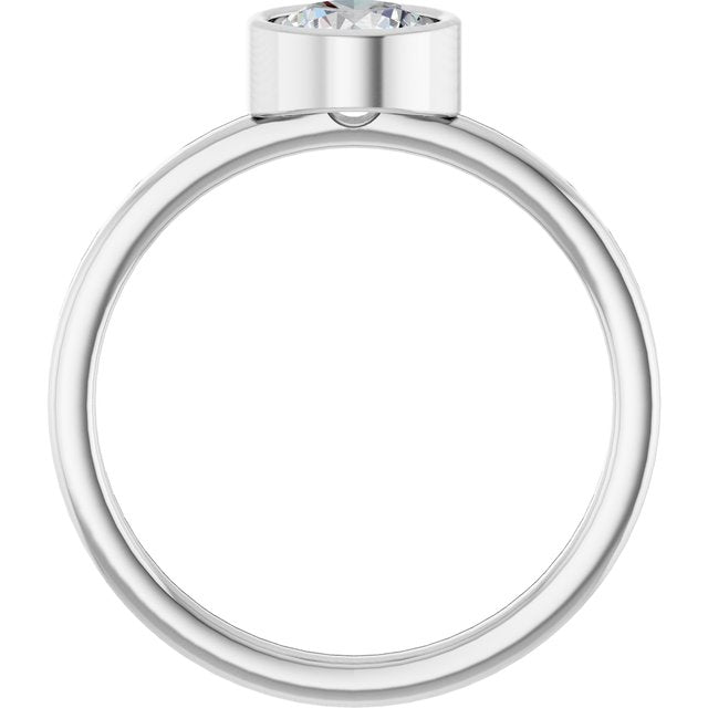 Round White Sapphire Solitaire Ring in Gold and Platinum