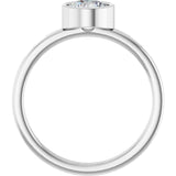 Round White Sapphire Solitaire Ring in Gold and Platinum