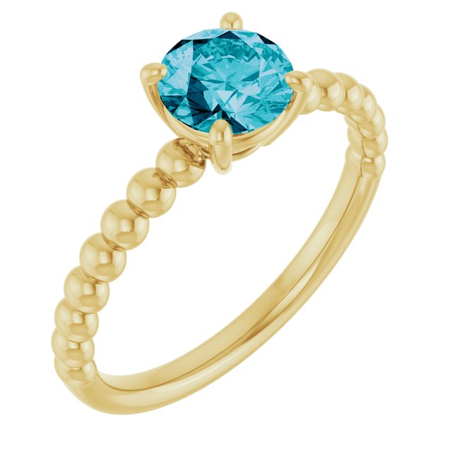 Round London Blue Topaz Solitaire Ring in Gold and Platinum