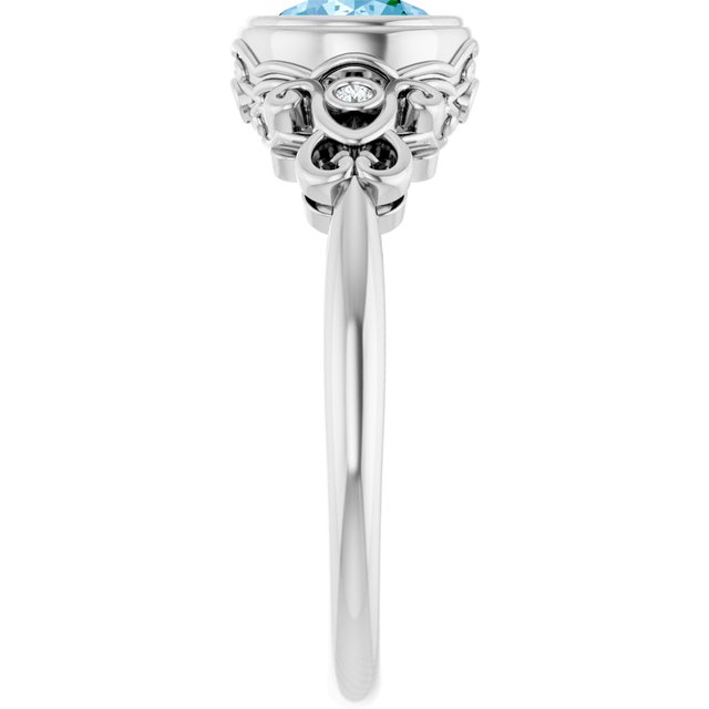 Round Swiss Blue Topaz & Diamond Accented Ring in White Gold
