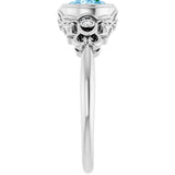 Round Swiss Blue Topaz & Diamond Accented Ring in White Gold