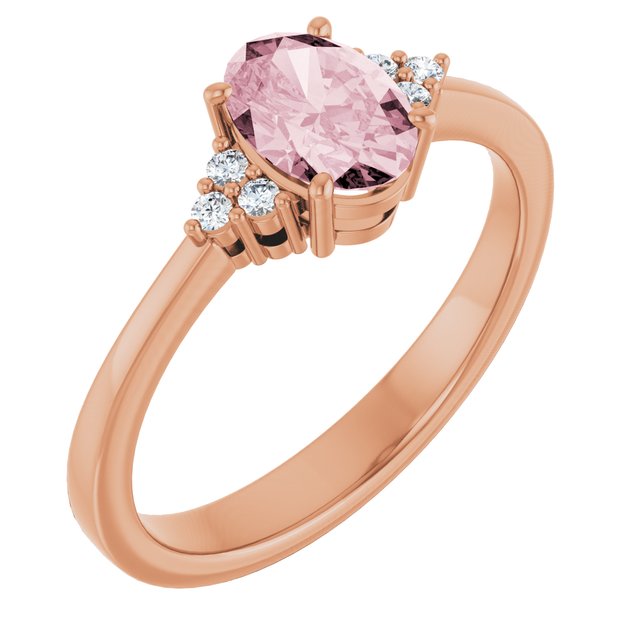 Oval Pink Mandganite & Diamond Accented Ring in Rose Gold