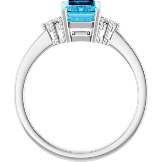 Emerald Aquamarine & Diamond Accented Ring in Gold and Platinum