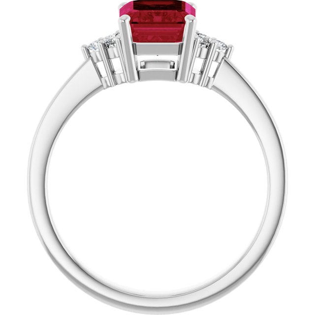 Emerald Lab-Grown Ruby & Diamond Accented Ring in Gold and Platinum