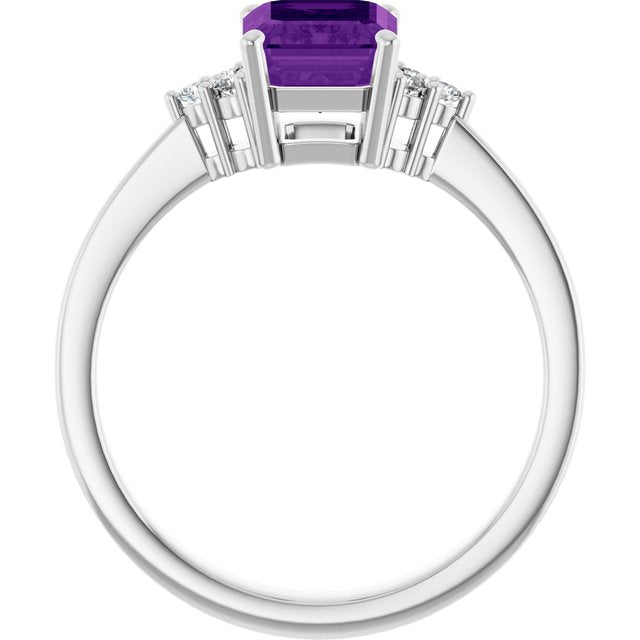 Emerald Amethyst & Diamond Accented Ring in Gold and Platinum