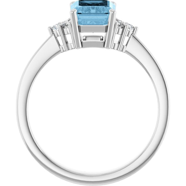 Emerald Sky Blue Topaz & Diamond Accented Ring in Gold and Platinum