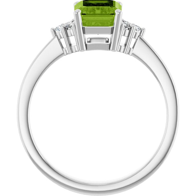 Emerald Peridot & Diamond Accented Ring in Gold and Platinum