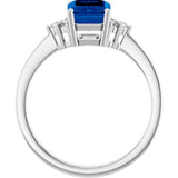Emerald Lab-Grown Blue Sapphire & Diamond Ring in Gold and Platinum