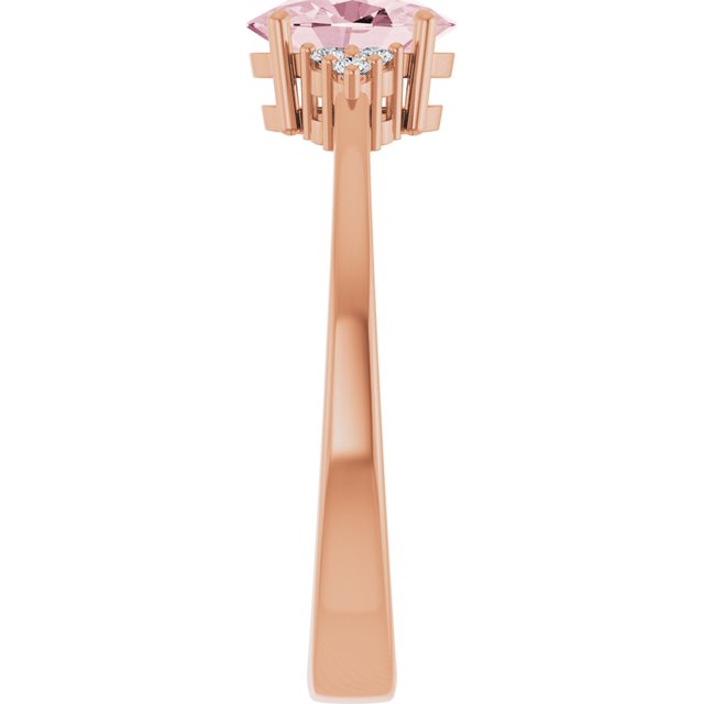Oval Pink Mandganite & Diamond Accented Ring in Rose Gold