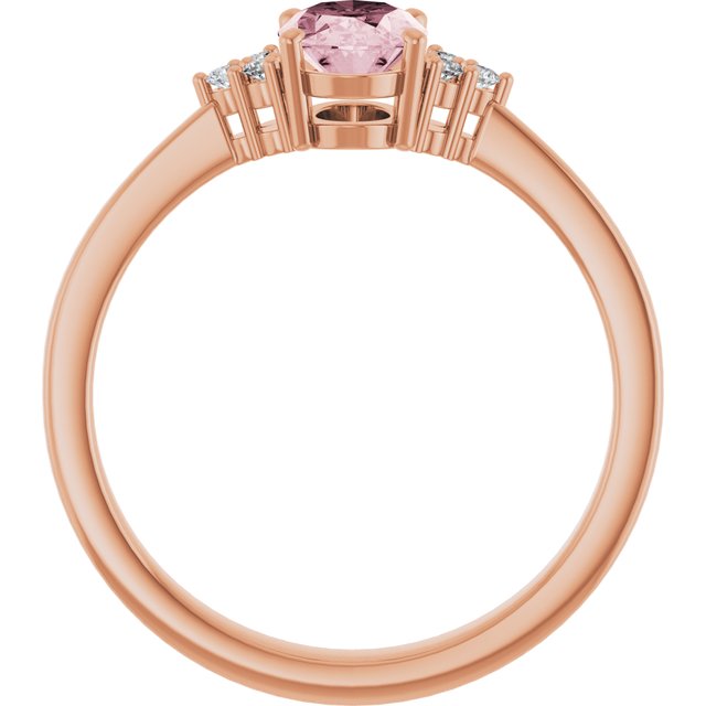 Oval Pink Mandganite & Diamond Accented Ring in Rose Gold
