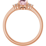 Oval Pink Mandganite & Diamond Accented Ring in Rose Gold