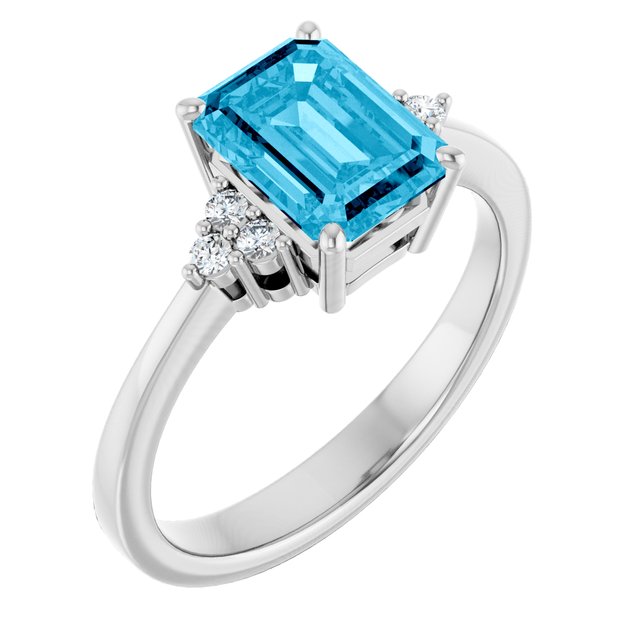 Emerald Aquamarine & Diamond Accented Ring in Gold and Platinum