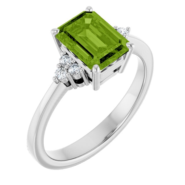 Emerald Peridot & Diamond Accented Ring in Gold and Platinum