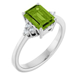 Emerald Peridot & Diamond Accented Ring in Gold and Platinum