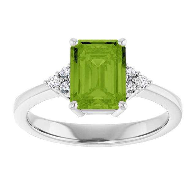 Emerald Peridot & Diamond Accented Ring in Gold and Platinum