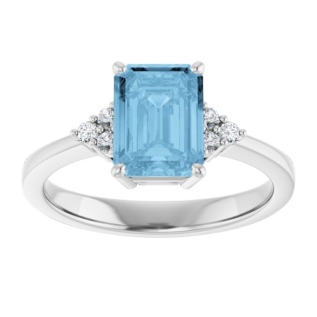 Emerald Sky Blue Topaz & Diamond Accented Ring in Gold and Platinum
