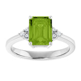 Emerald Peridot & Diamond Accented Ring in Gold and Platinum