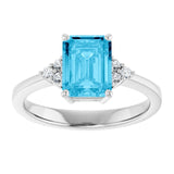 Emerald Aquamarine & Diamond Accented Ring in Gold and Platinum