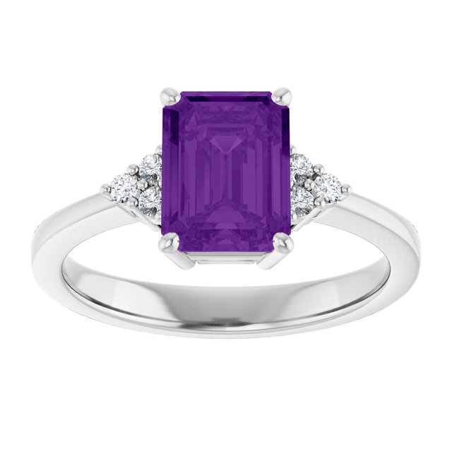 Emerald Amethyst & Diamond Accented Ring in Gold and Platinum