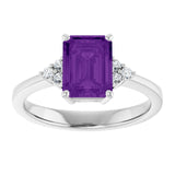Emerald Amethyst & Diamond Accented Ring in Gold and Platinum