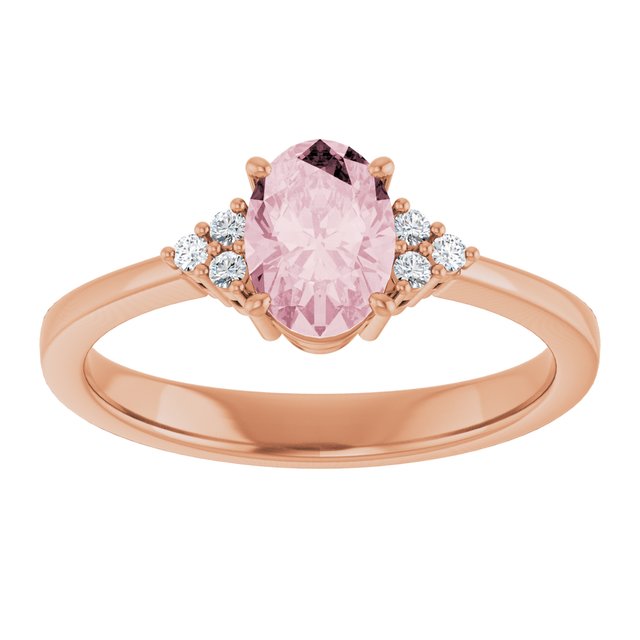 Oval Pink Mandganite & Diamond Accented Ring in Rose Gold