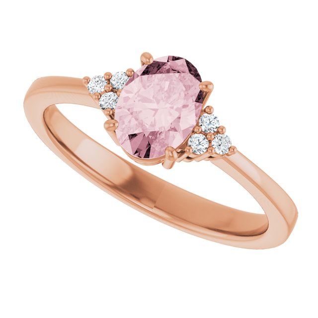 Oval Pink Mandganite & Diamond Accented Ring in Rose Gold