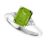 Emerald Peridot & Diamond Accented Ring in Gold and Platinum
