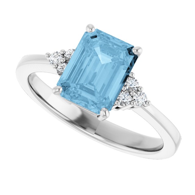Emerald Sky Blue Topaz & Diamond Accented Ring in Gold and Platinum