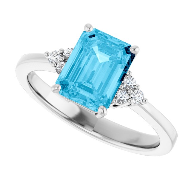 Emerald Aquamarine & Diamond Accented Ring in Gold and Platinum