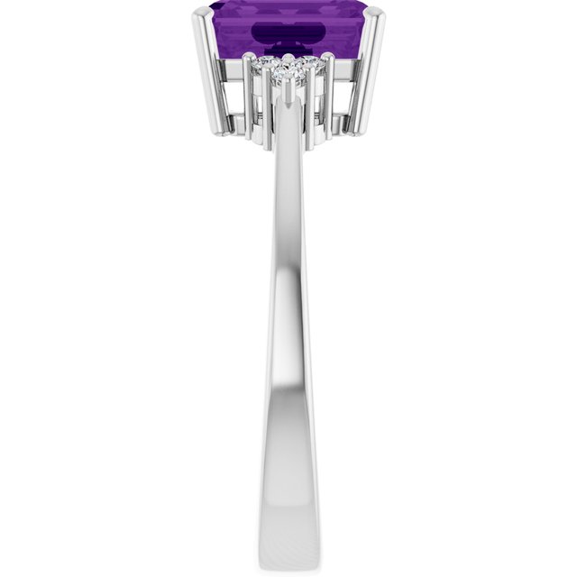 Emerald Amethyst & Diamond Accented Ring in Gold and Platinum