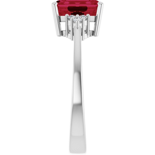 Emerald Lab-Grown Ruby & Diamond Accented Ring in Gold and Platinum