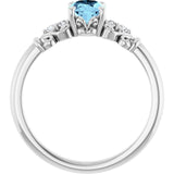Oval Aquamarine & Diamond Accented Ring in Gold and Platinum