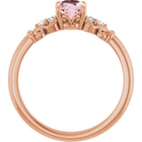 Oval Pink Mandganite & Diamond Accented Ring in Gold and Platinum