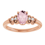 Oval Pink Mandganite & Diamond Accented Ring in Gold and Platinum
