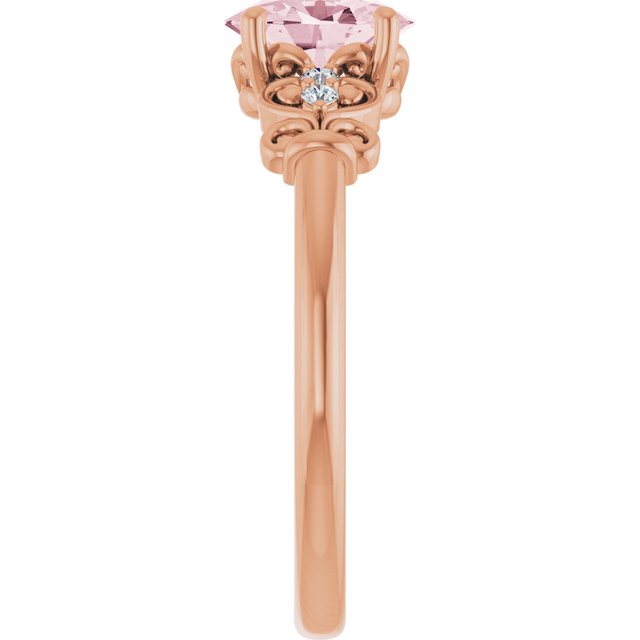 Oval Pink Mandganite & Diamond Accented Ring in Gold and Platinum