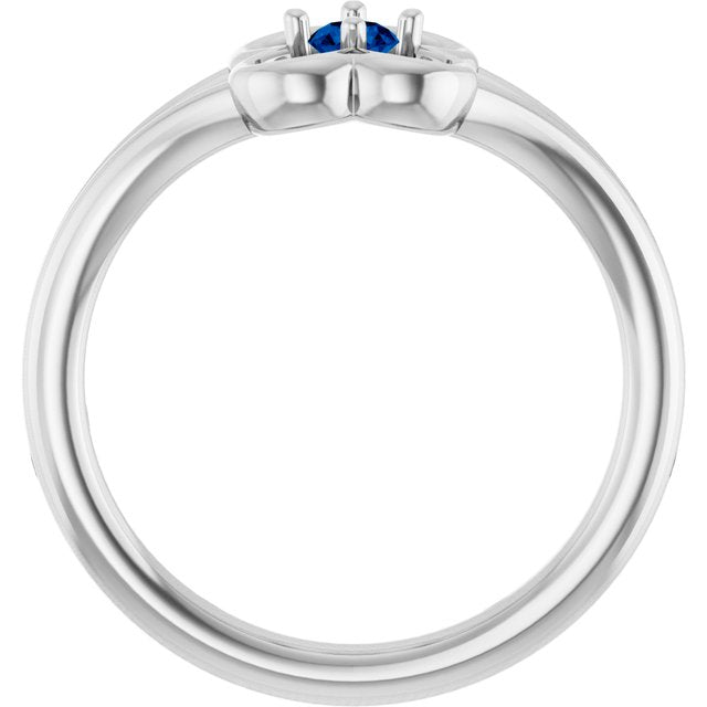 Round Blue Sapphire Youth Ring in Gold and Platinum