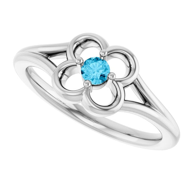 Round Aquamarine Youth Ring in Gold