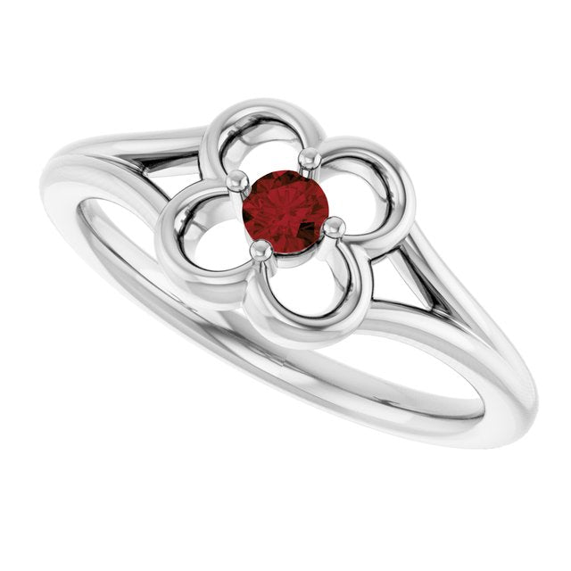 Round Mozambique Garnet Youth Ring in Gold