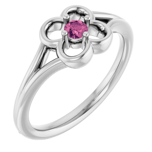 Round Pink Tourmaline Youth Ring in Gold