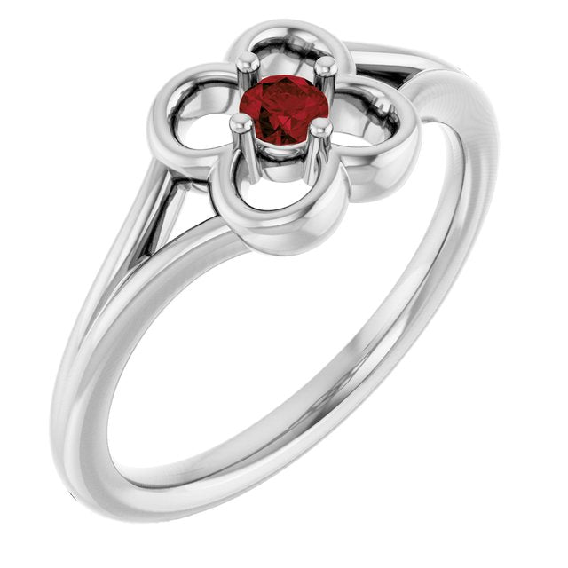 Round Mozambique Garnet Youth Ring in Gold