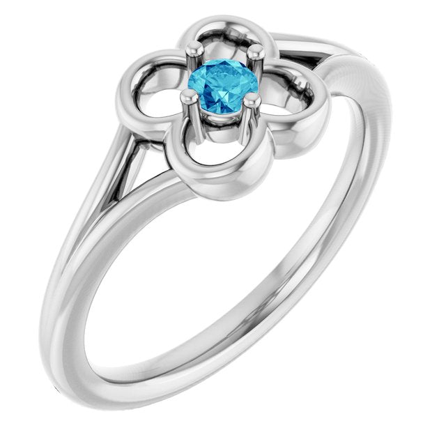 Round Blue Zircon Youth Ring in Gold